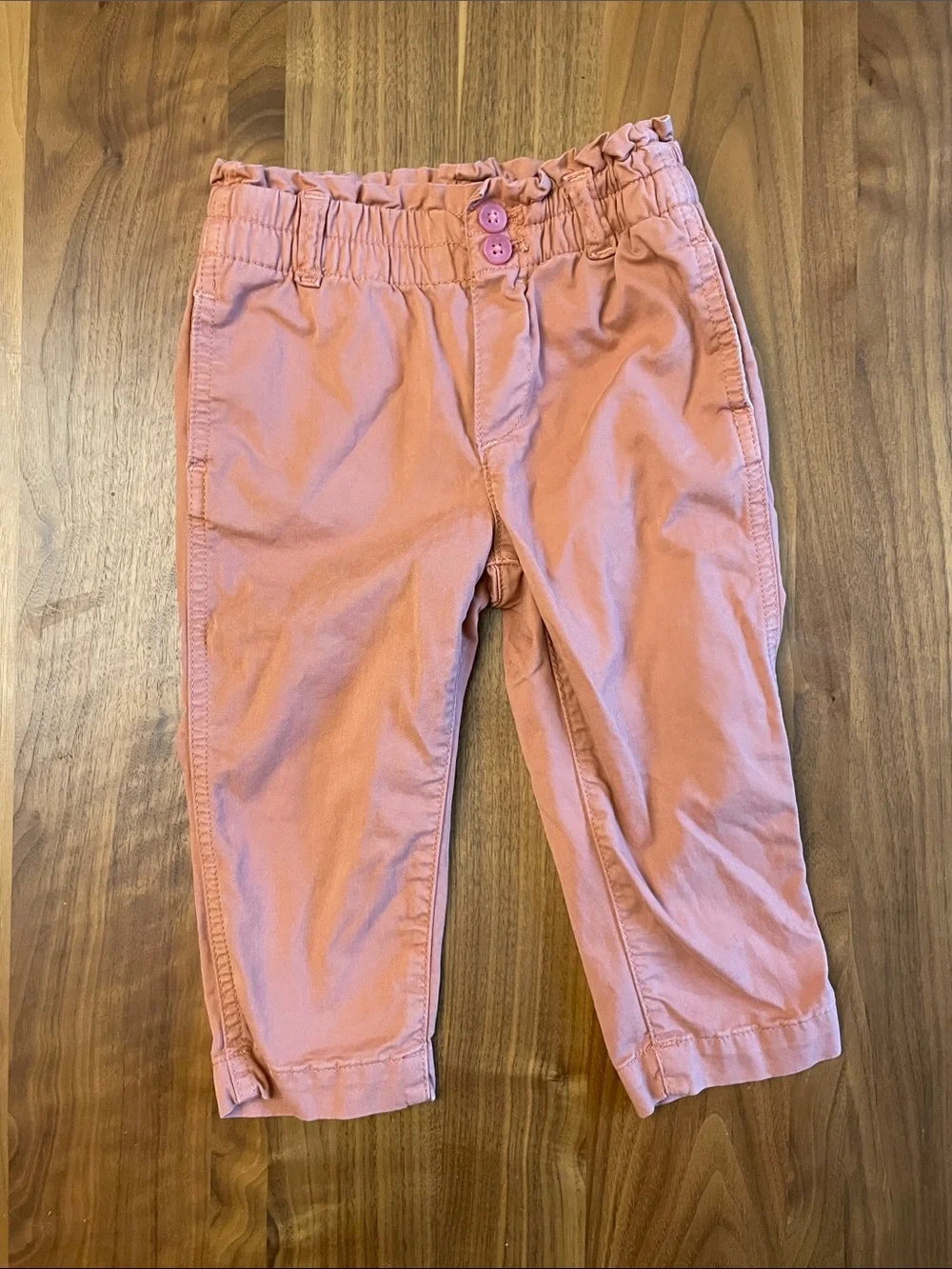 GAP Coral Pink Elastic-Waist Cotton Pants